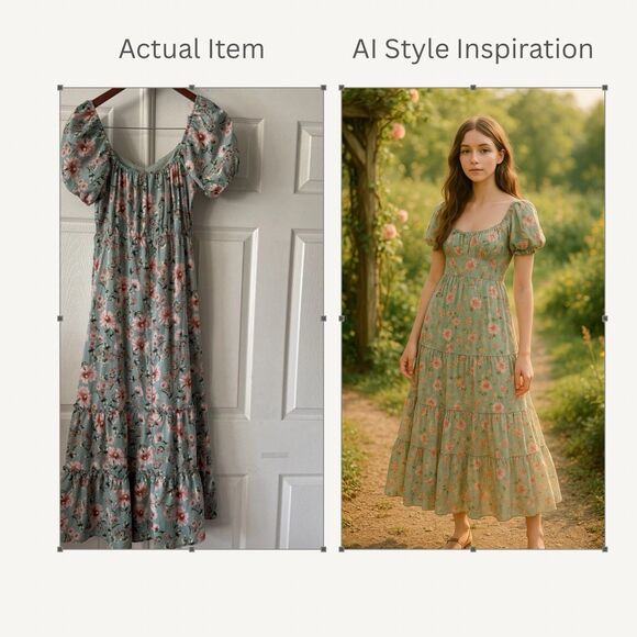 Womens Small Floral Milkmaid Dress Cottagecore Boho Coquette Soft Girl Style - Picture 1 of 16